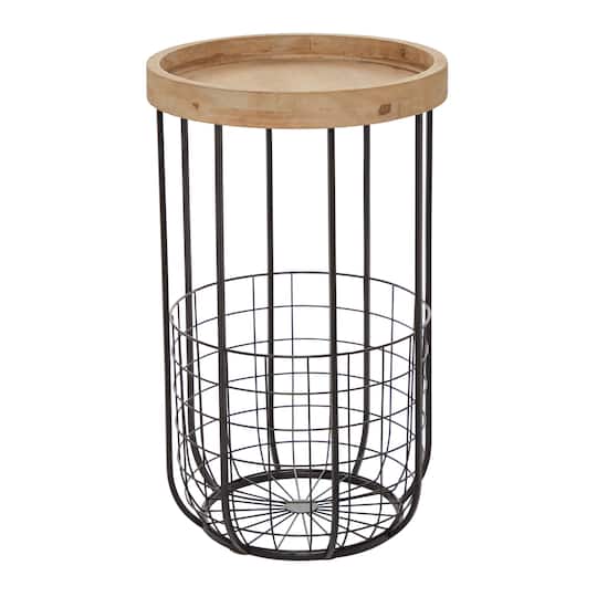 16" Black Industrial Compact Accent Table